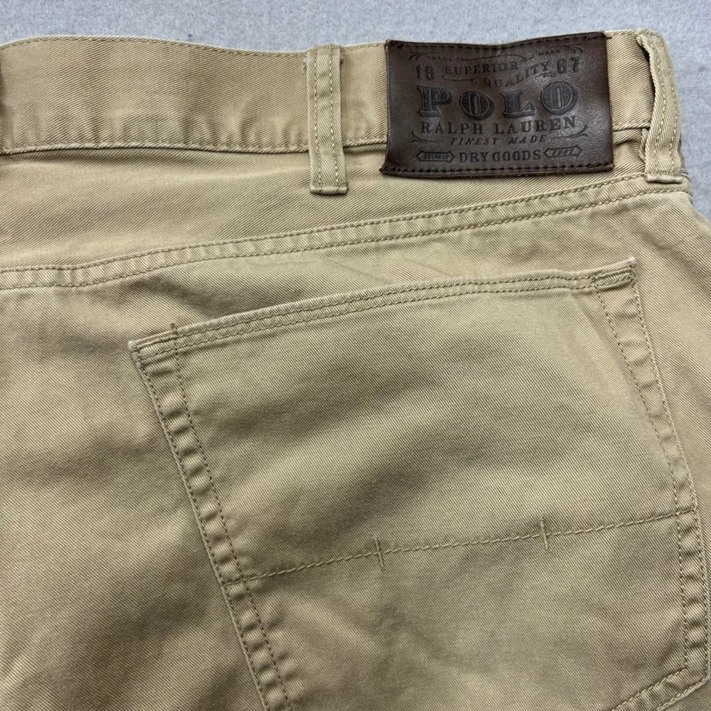 Polo Ralph Lauren 650 Straight Leg Chino Pants Mens 38x30 Khaki Tan Cotton Twill